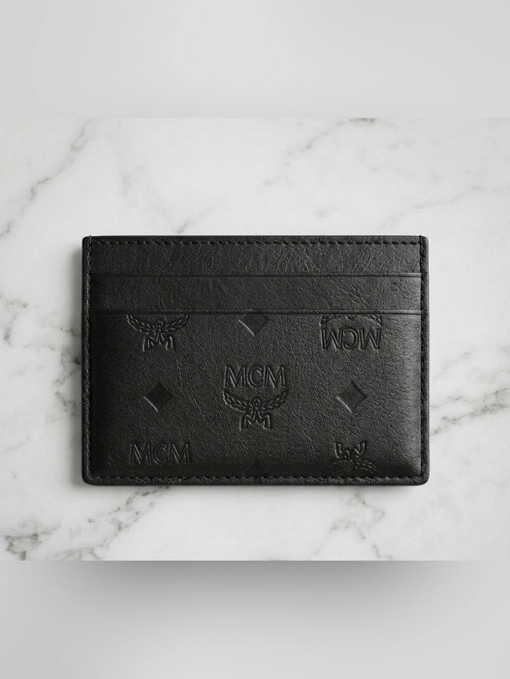 MCM Black Embossed Card Holder